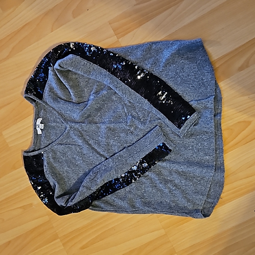4/$10 Grey Sweater with Black Sequins Sleeves - bundle 3for$10 special